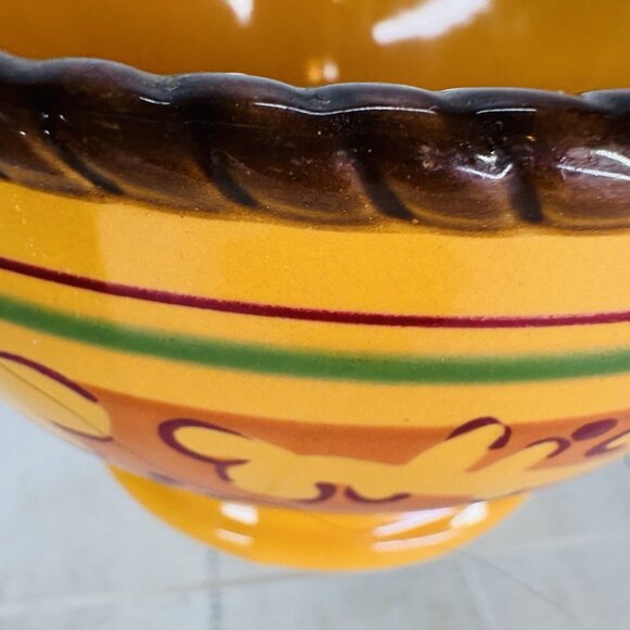 Celebrating Home TUSCAN Orange Yellow Stoneware Footed Soup Cereal Bowls Set 2 - Picture 16 of 16